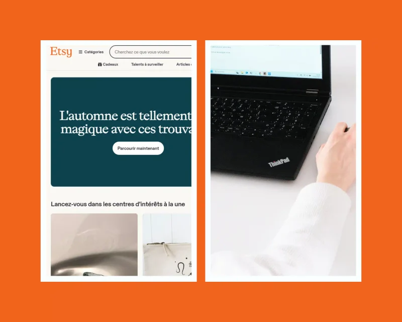 page Etsy et une personne qui travaille son seo etsy